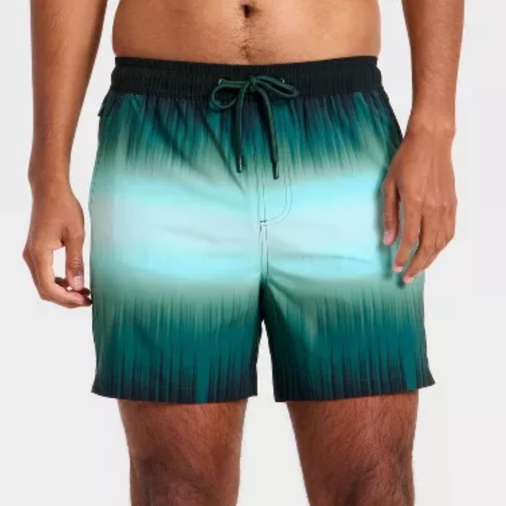 Men's Goodfellow & Co Teal Swim Trunks with Drawstring Waist Sz L NWT